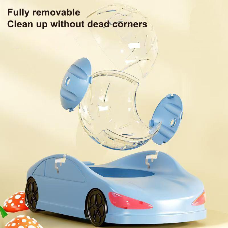Hamster Small Pet Toy Car Funny Small Pet Hamster Toy Car Cute Hamster Interactive Sports Car Silent Fitness Wheel Toy Vehicle