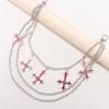 Hip Hop Cross Pendant Metal Chain For Men With Multilayer Style