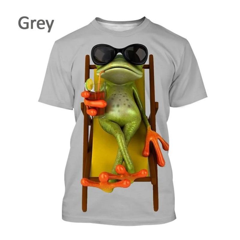 Estate Nuovo 3D Divertente Rana Arboricola Grafica T-shirt Per Uomo Moda Casual Stampa Animale T-shirt Personalità Interessante T-shirt di Tendenza