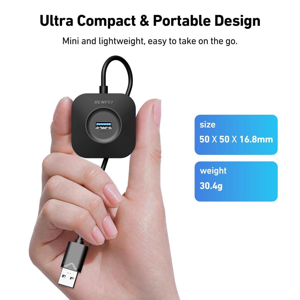 BENFEI USB Hub 4 Port USB A Splitter Is and Allows You To Connect Your Flash USB Flash and Is Compatible with Desktop and 3.0 Ultra-compact Mouse,