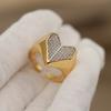 New Sight Accessories Zirconia Metal Beads Open Rings for Women Luxury Crystal Waterdrop Wedding Engagement Rings