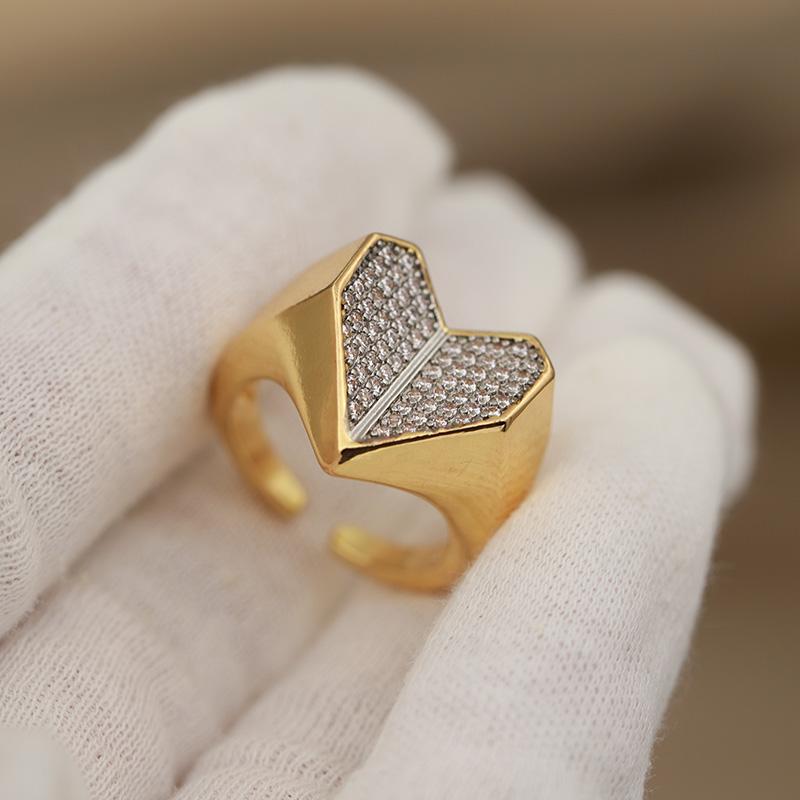 New Sight Accessories Zirconia Metal Beads Open Rings for Women Luxury Crystal Waterdrop Wedding Engagement Rings