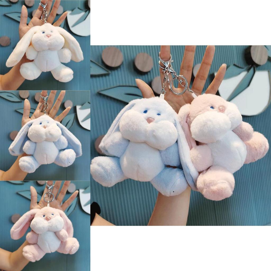 Plush Cute Bunny Keychain Animal Soft Doll For Couples And Bags 15cm Beige