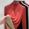 Autumn and winter women's clothing containing wool and silk bottoming shirt women's inner heating fleece warm turtleneck top with fleece and thicker