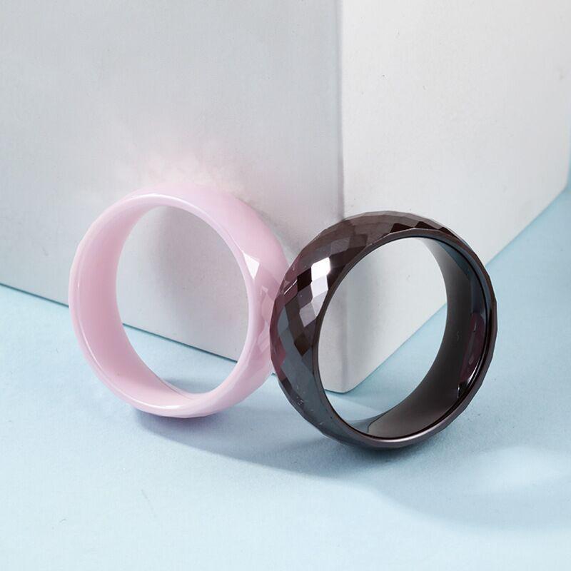 Koreanischer Modeschmuck Rhombus Keramik geschnitzter Unisex Ring, 8mm Personalisierter Schmuck