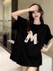Damen Schwarzes Reines Baumwoll Lockeres Kurzarm T-Shirt - 2026 Neues Sommer Hochwertiges Nischen Design