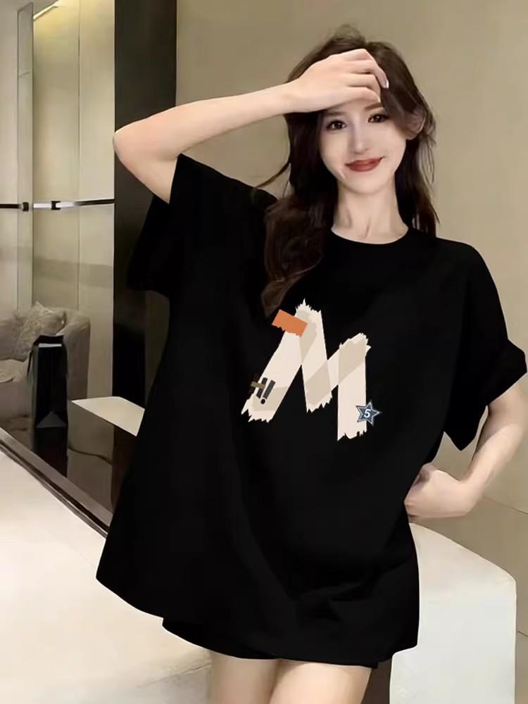 

Women s Black Pure Cotton Loose Short Sleeve T-shirt - 2026 New Summer High-Quality Niche Design M