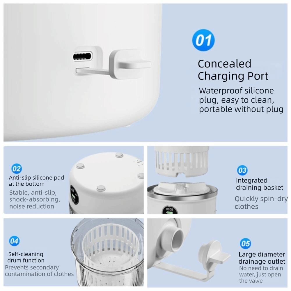 Delicate Laundry Mini Washing Machine Wash & Spin 2-in-1 Cordless Washer  Travel Essentials