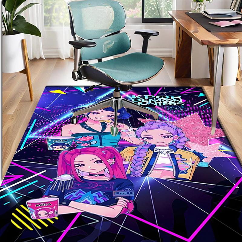 KPop Demon Hunters Pattern Rug, Indoor/Outdoor Mat, for Picnic, Gameroom, Bedroom, Office, Living Room, Home Decor Carpet, Birthday Gift