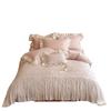 French Luxury Lace-Edged Cotton Linen 4-Piece Bedding Set in Princess Style