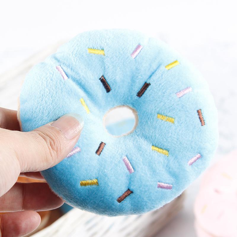 

Мягкие собачьи пончики, плюшевые игрушки для собак, жевательная игрушка, милый щенок, пищащие игрушки, забавный щенок, маленькая и средняя собака, интерактивная игрушка синий