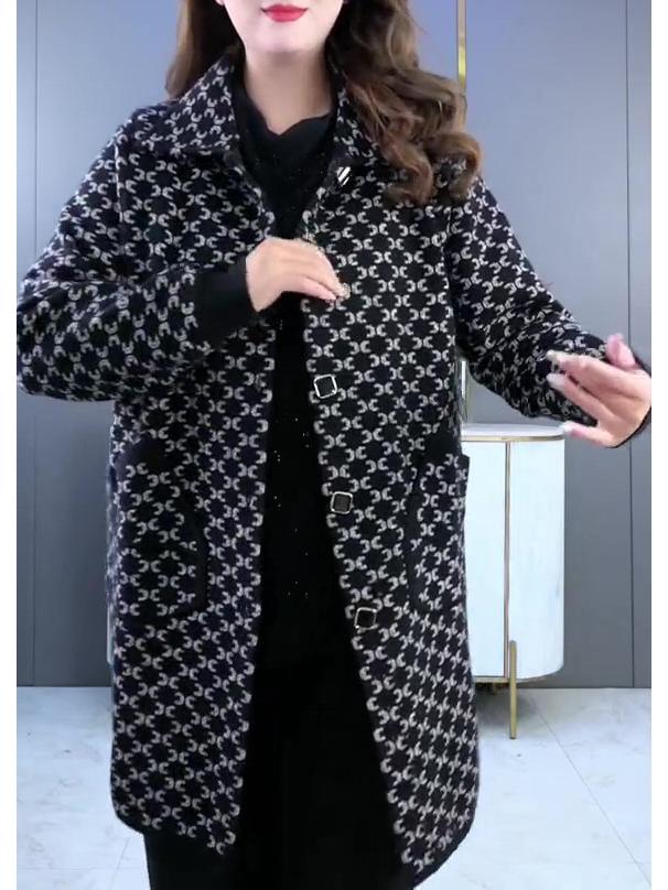 Abrigo de Suéter de Punto de Lujo Oversize para Otoño e Invierno para Mujeres de Talla Grande