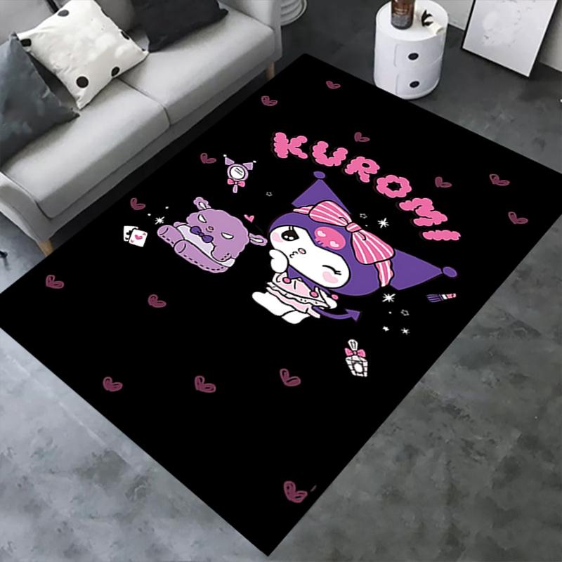 Office Rug Kuromi, Cute Anti-Slip Rug, Machine Washable for Living Room, Bedroom, Office, Multiple Sizes, Bedroom Mat, Decorative Mat, Durable Mat, Li