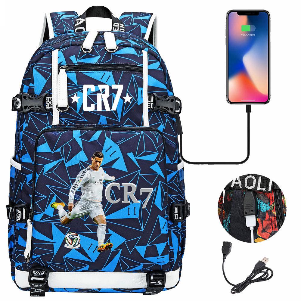 Youth Student Backpack with Soccer Star Print, Casual Travel Daypack for Boys and Girls, Large Capacity, Comfortable Shoulder Straps