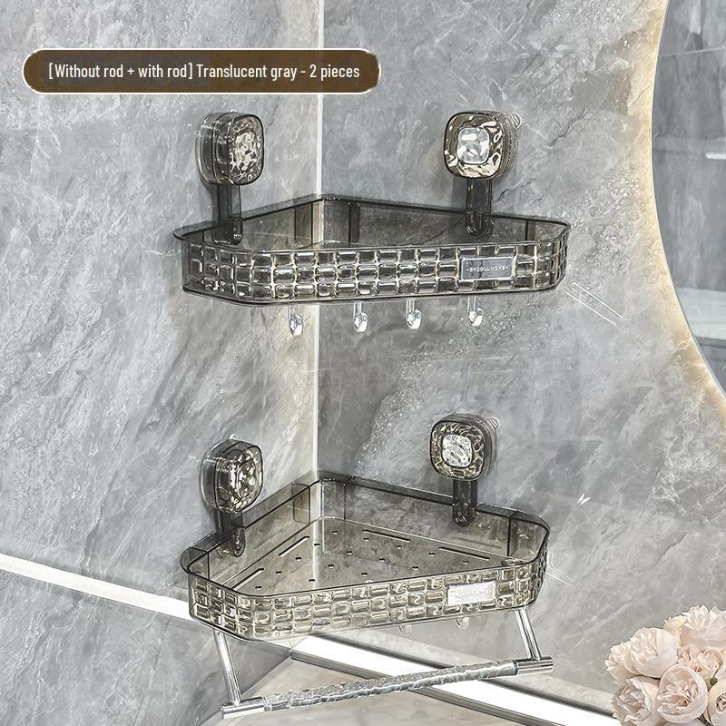 Punch-Free Bathroom Shower Storage Rack - Suction Cup Wall-Mounted Organizer