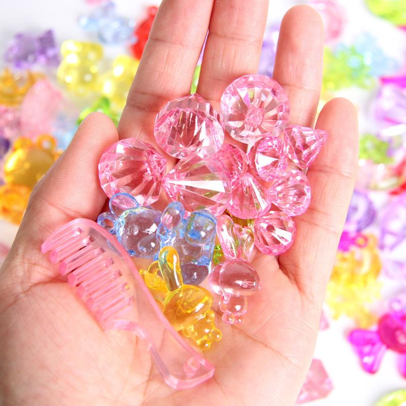 Children's Imitation Crystal Gemstone Toy Diamond Acrylic Creative DIY Beads with Crystal Rope for Kids Girls Gift