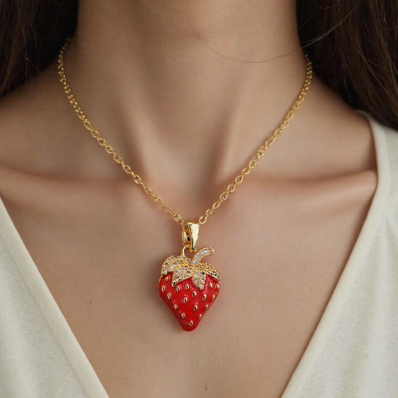 Stijlvolle Aardbeivorm Hanger Ketting Ketting Handgemaakte Fruit Hanger Ketting Perfect voor Feest Dagelijks Gebruik