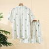 2026 Summer New Women's Pajama Set 100% Cotton Gauze Short Sleeve Shorts Two Piece Set Thin Cardigan Home Clothes Sleepwear