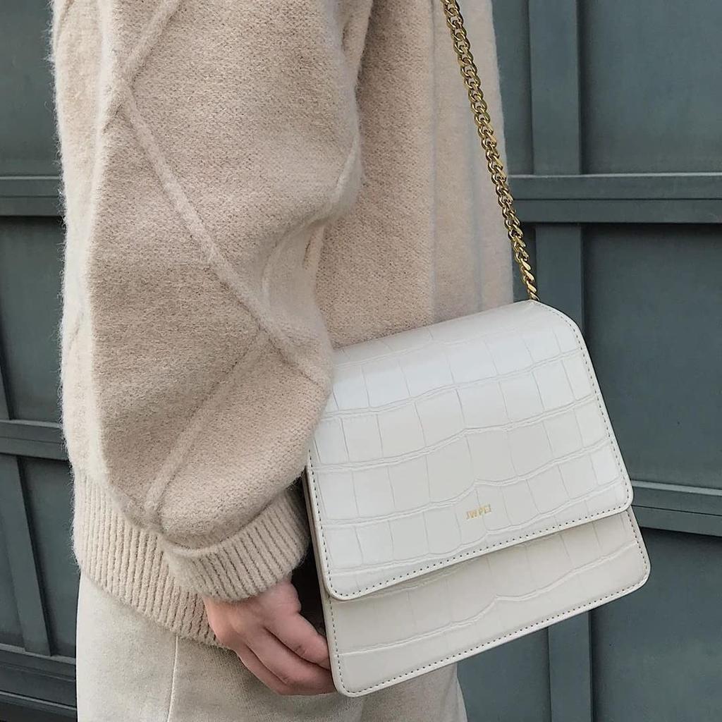 [JW PEI] Fae Handle Bag - Ivory White Crocodile Embossed