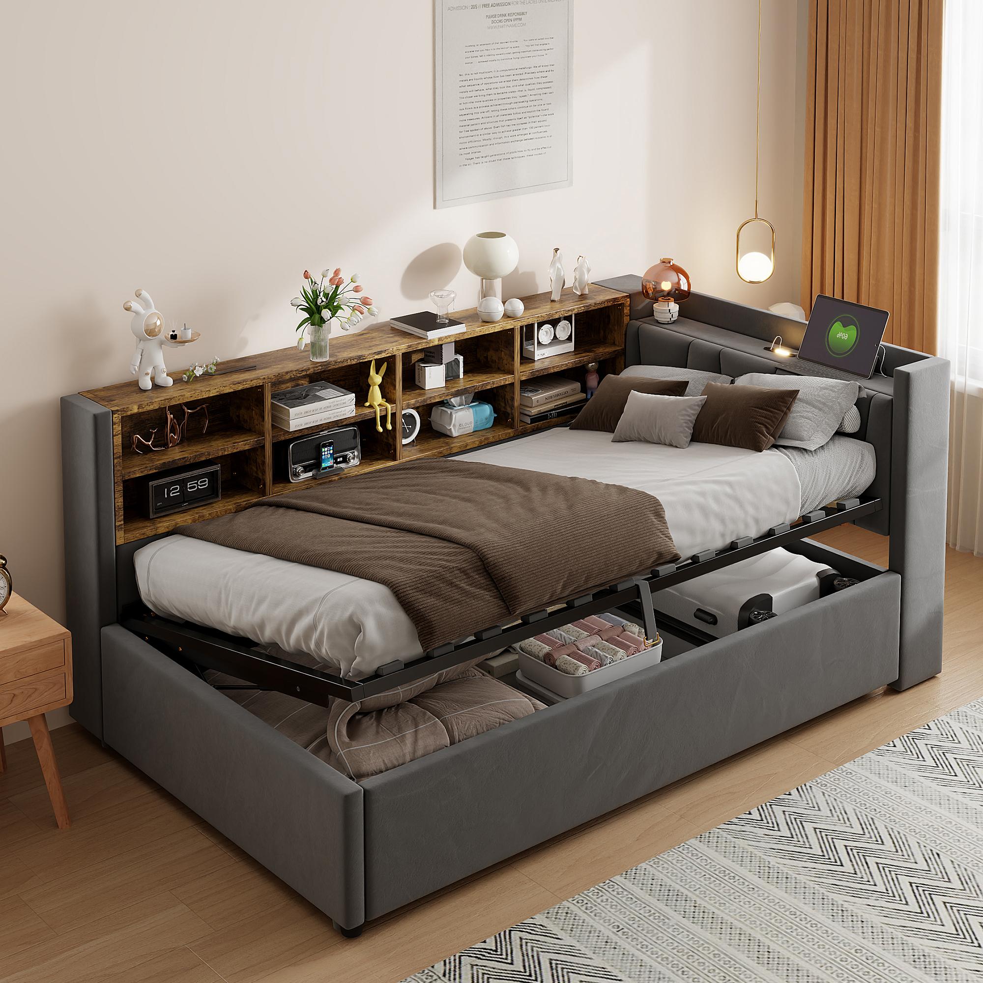 Upholstered Sofa Bed 90*200 cm, Hydraulic