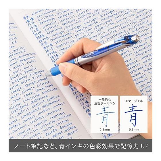 Pentel Ballpoint Pen Gel Ink Energel Retractable 0.5mm Silver Shaft BLN75Z-C Blue (x 2)