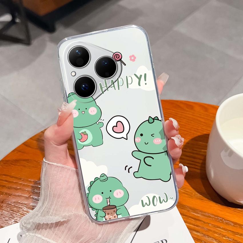 For Huawei Pura 80 70 Pro Plus Ultra Honor X6C 8C Phone Bags Cute Big Eyed Black Cat Patterns Luxury Transparent Lens Protection Case For Huawei Shell