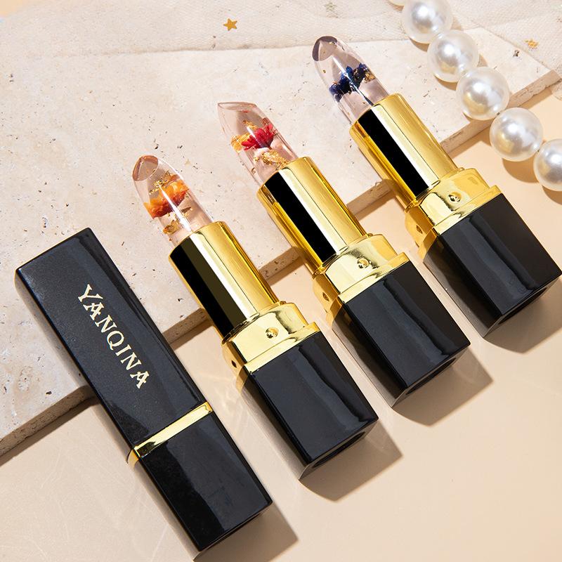 Flower Lipstick Clear Jelly Color-changing Gold Leaf Lipstick Warm Change Lipstick Non-stick Cup Non-fading Lip Gloss