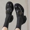 British style spring 2025 new loafers women's platform heightening small leather shoes rivet belt buckle sheepskin single shoes