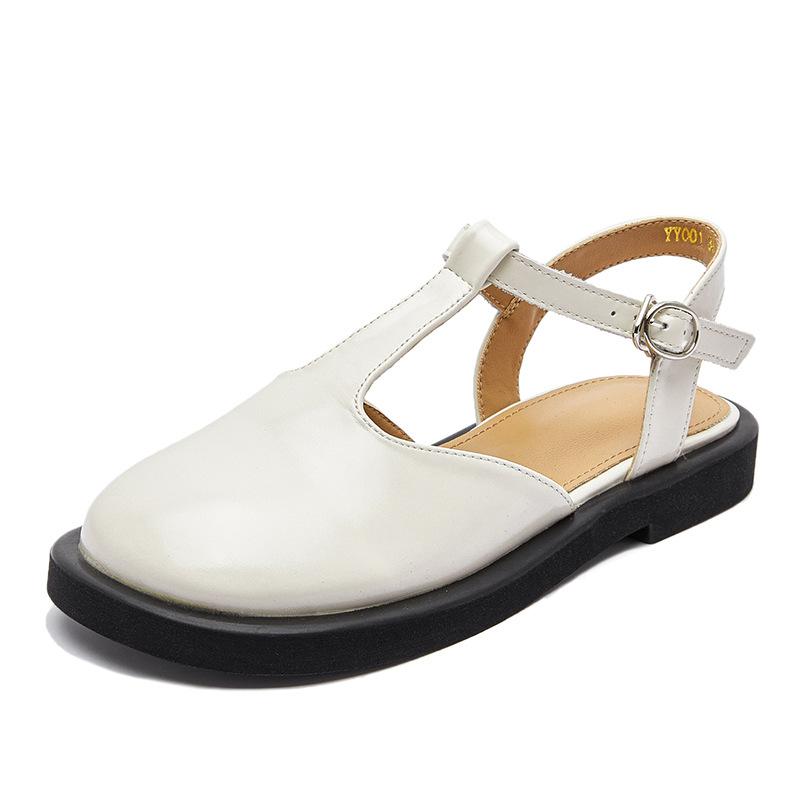 

Xiaoxiangfeng Baotou Sandals 2025 Women s New Summer Flat Bottom Leather Backspace Versatile French Casual Small Leather Shoes Women 40