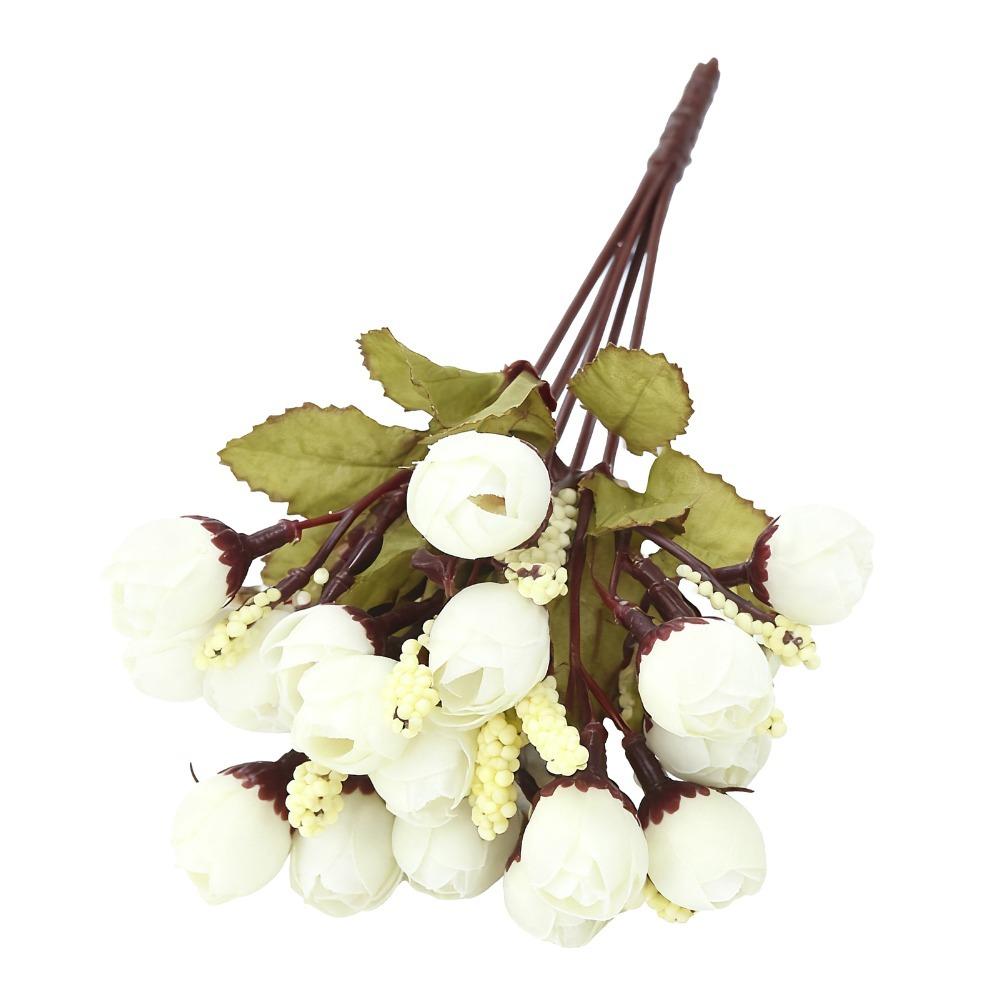 Silk Cloth fabric mini rose decorative flower stems pearl decorated artificial flower arrangement