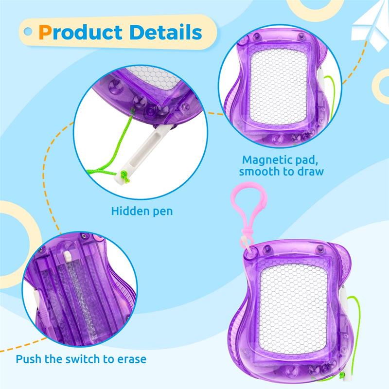12Pcs Mini Drawing Board Magnetic Doodle Board Backpack Keychain Board With Pen Kid Sketch Erasable Drawing Pad For Birthday