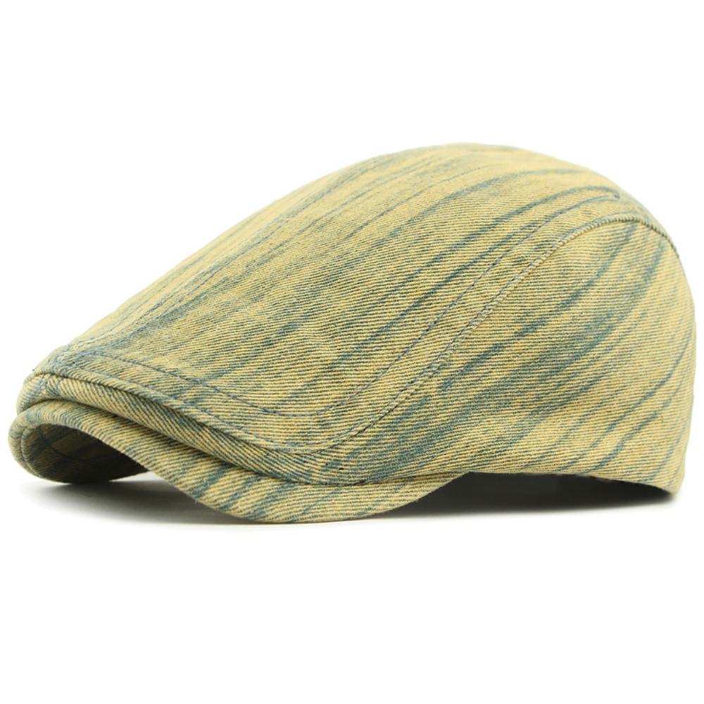 

HT4340 Beret Cap Men Women All Seaons Cotton Ivy Flat Cap Male Female Adjustable Artist Painter Beret Hat Vintage Striped Berets 55-60cm Adjustable
