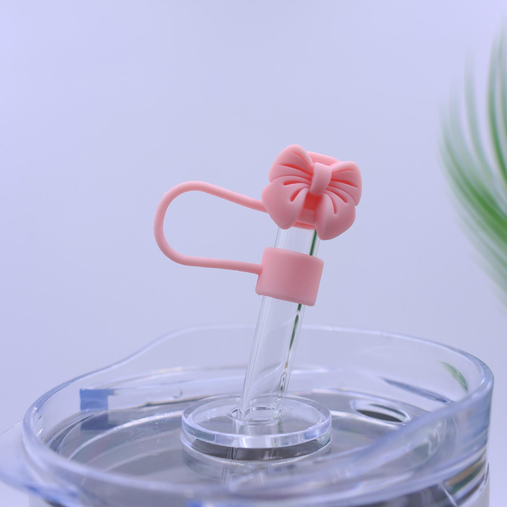 

Милый бант, крышка для соломинки, милый силиконовый колпачок для соломинки для термоса Stanley, 10 мм, пыленепроницаемый колпачок для соломинки, аксессуары для стакана светло-розовый