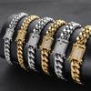 6/8/10/12/14/16MM Hip Hop Rock Zircon Clasp Cuban Bracelets for Men Stainless Steel Jewelry