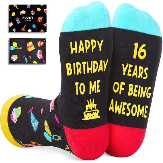 Zmart 16th Birthday Gift Ideas Socks - 16 Year Old Teens Boy Girl Birthday Present