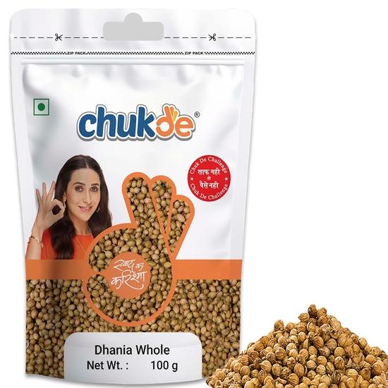 Chukde - Dhania Sabut | Coriander Seeds | Whole Spices | Aromatic Indian Spice for Authentic Flavors | Ideal for Cooking - 100 Gram (Pack of 4)