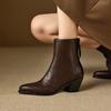 Autumn And Winter Women'S Boots Hand Grab Leather Short Fashion Boots High Heel Martin Boots 40-46 Boots