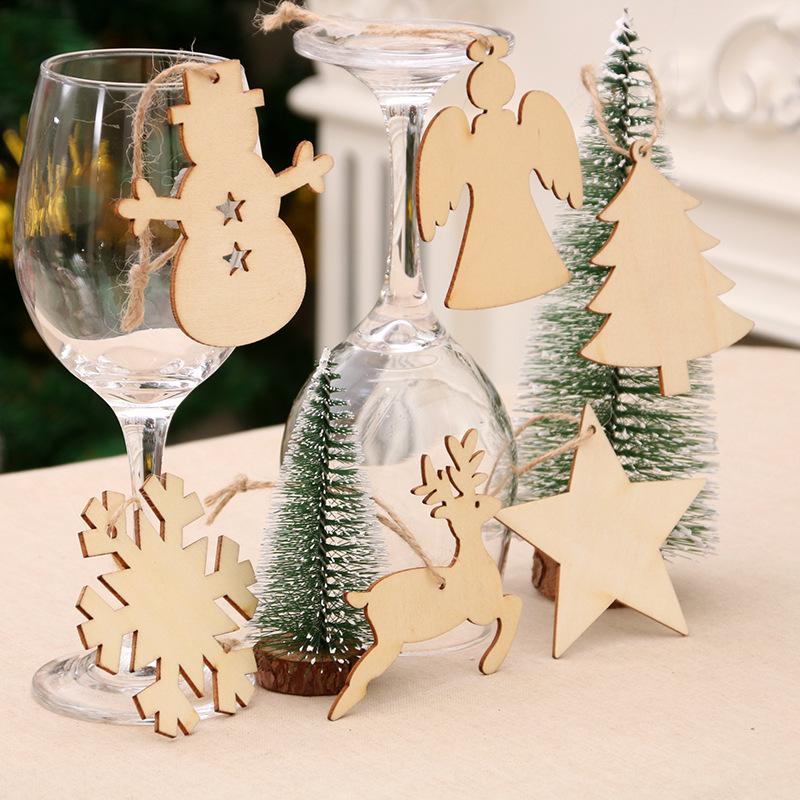 Christmas Decorations Wooden Christmas Tree Decorations Hanging Home Hanging Items Pack of 10 Pieces