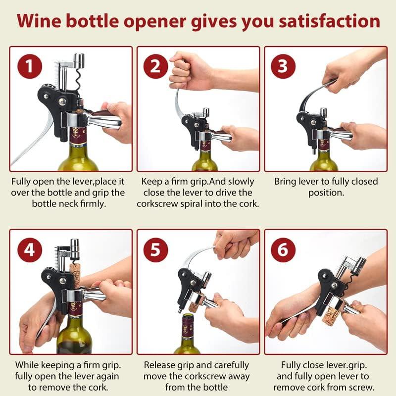 Wine Opener Set, Wine Bottle Opener Rabbit Corkscrew Set with Wood Case, 9pcs Including Rabbit Wine Opener, Wine Stopper