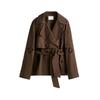 New Fall Women's Clothing Korean Style Minimalist with Belt Flat Collar Long Sleeves Double Breasted Wind-Breaker 1282726