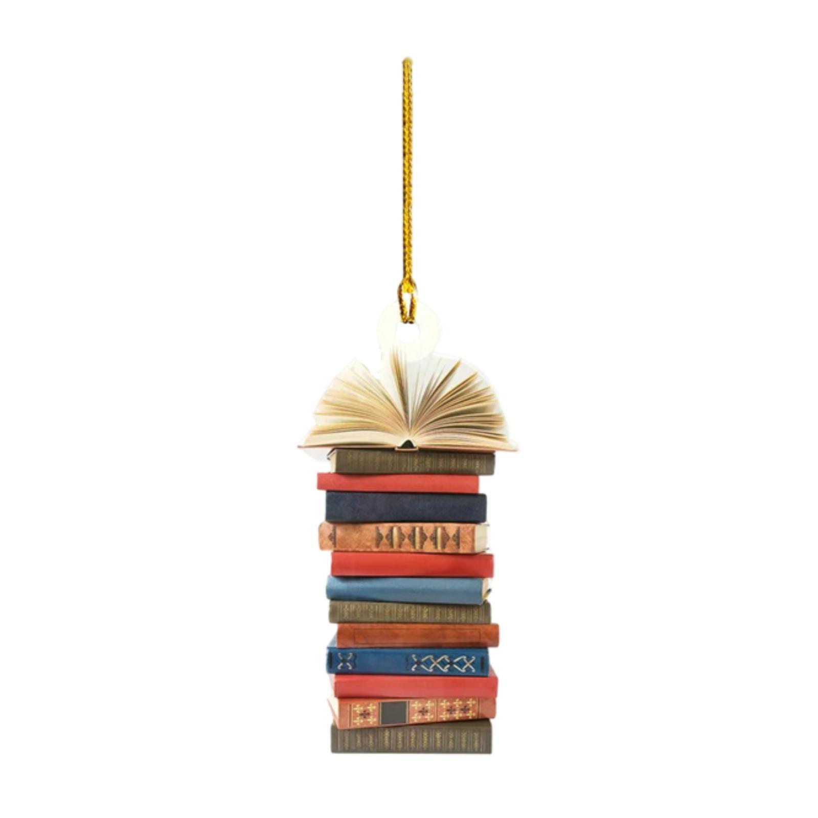 Book Christmas Tree Decoration Creative Home Decoration Stack of Books Pendant for Porch Balcony Bedroom Window Living Room