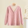 Chinese women's clothing new fake two-piece sweater top short knitted sweater mother autumn clothing middle-aged and elderly bottoming shirt