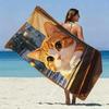 Cozy Rainy Cat Scene Beach Towel Patterned Sunscreen And Windproof Suitable For Swimming Pool Camping Travel Blanket