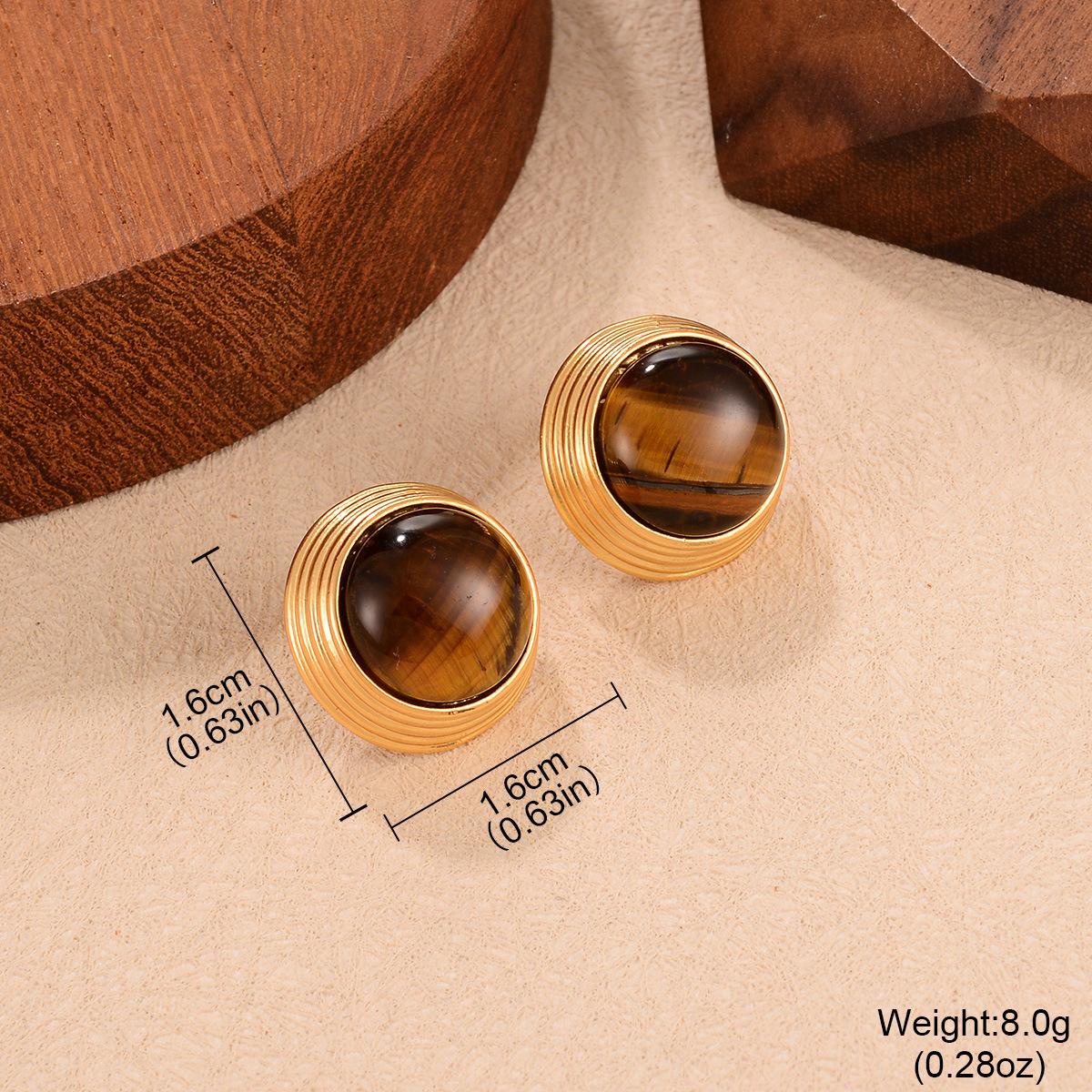 

Maillard Tiger Eye Series 925 Silver Needle Palace Versatile European, American Autumn and Winter New Earrings Retro Transparent Literary Earrings
