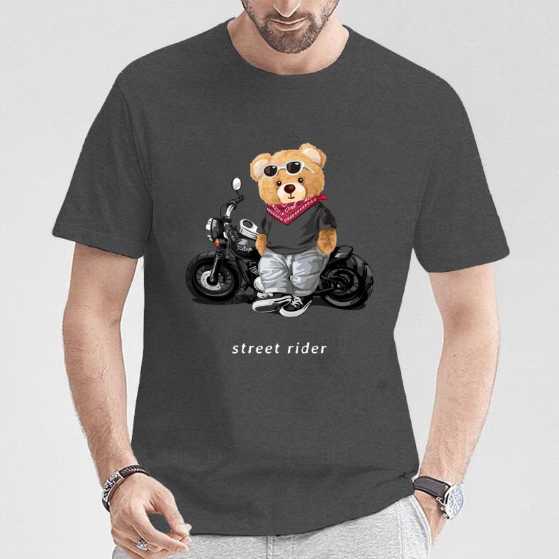 Motorcycle Lovers Street Teddy Knight Print TShirt Casual Short Sleeve Summer Clothing in 2026
