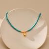 Collana Turchese Irregolare Fatta a Mano per Donna Ciondolo a Forma di Cuore Placcato Oro Gioielli Moda Casual Regalo Lunghezza Regolabile
