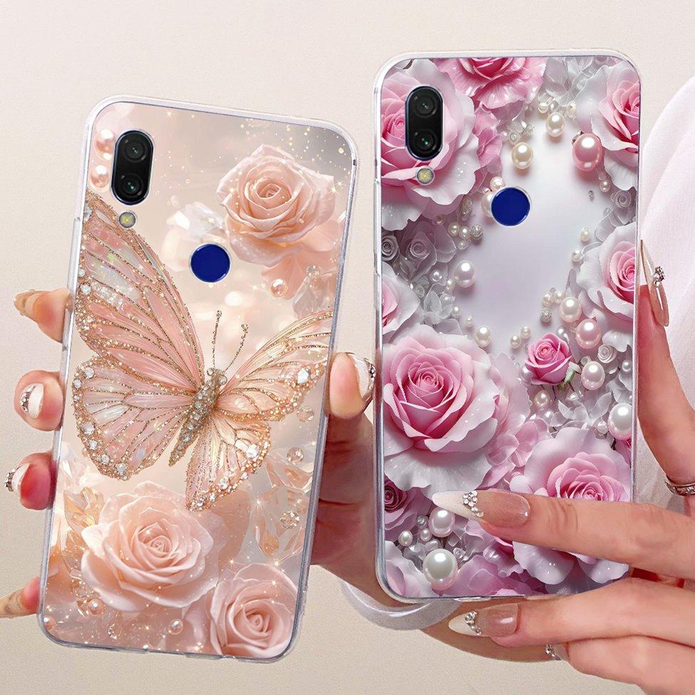 Case For Redmi 7 Cover Transparent Cute Cat Fashion Butterfly Funny Painted Casing M1810F6LI M1810F6LH M1810F6LG