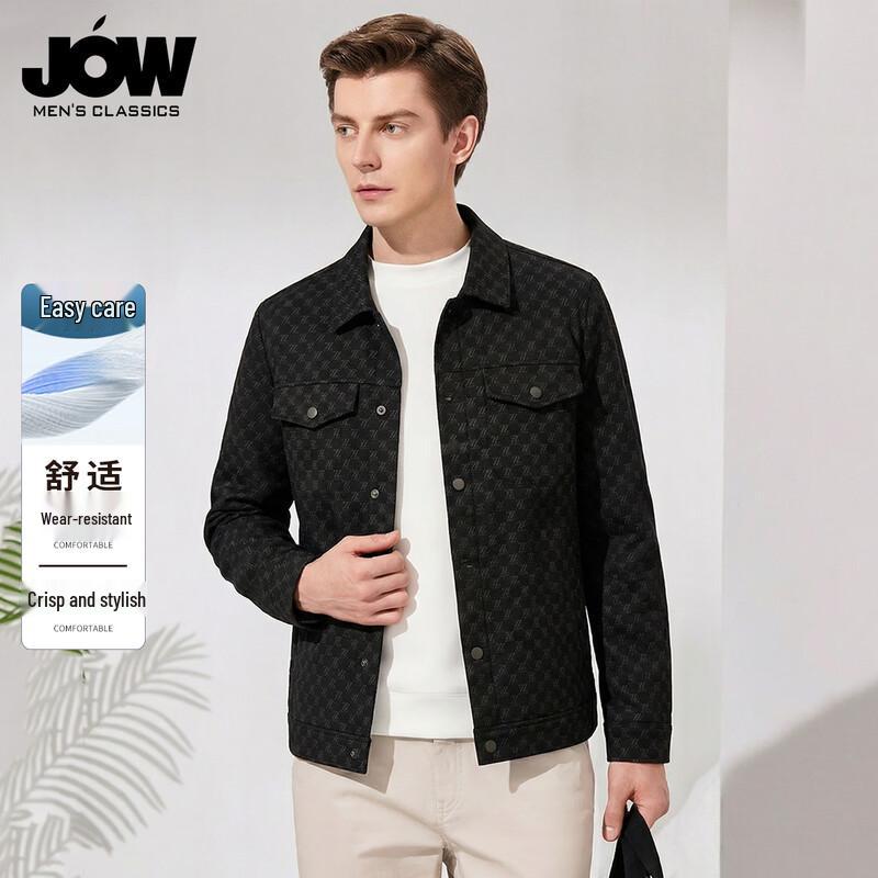 JOW Men s Luxury Letter Print Turn-Down Collar Jacket M