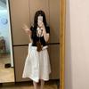 College style suit women's summer 2026 new fake two-piece T-shirt skirt small summer ootd wear a complete set