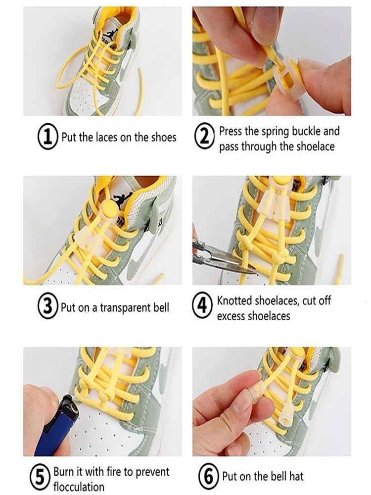 New No Tie Shoeaces Elastic Round Tieless Shoe Laces Sneakers Spring Lock Shoelace Quick Without Ties Shoes Lace for Kids Adult